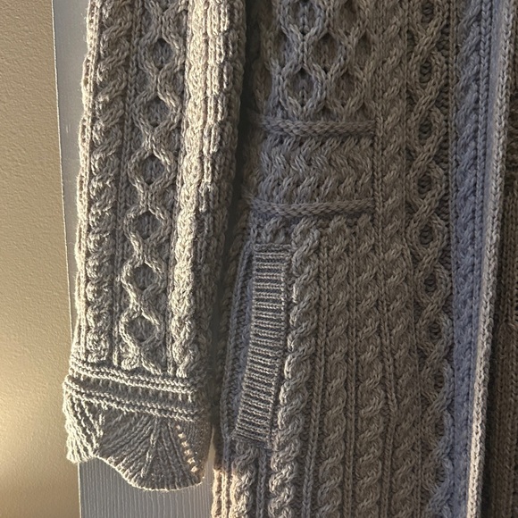 Aran Crafts Wool Cable Knit Long Cardigan Sweater - Picture 2 of 9
